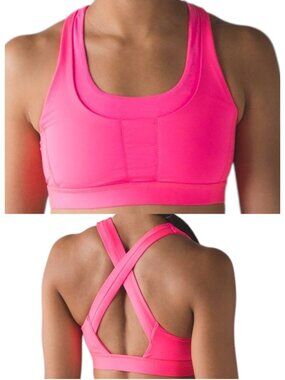 Lululemon Run Stuff Your Bra III Pink Cross Back Medium Support 4